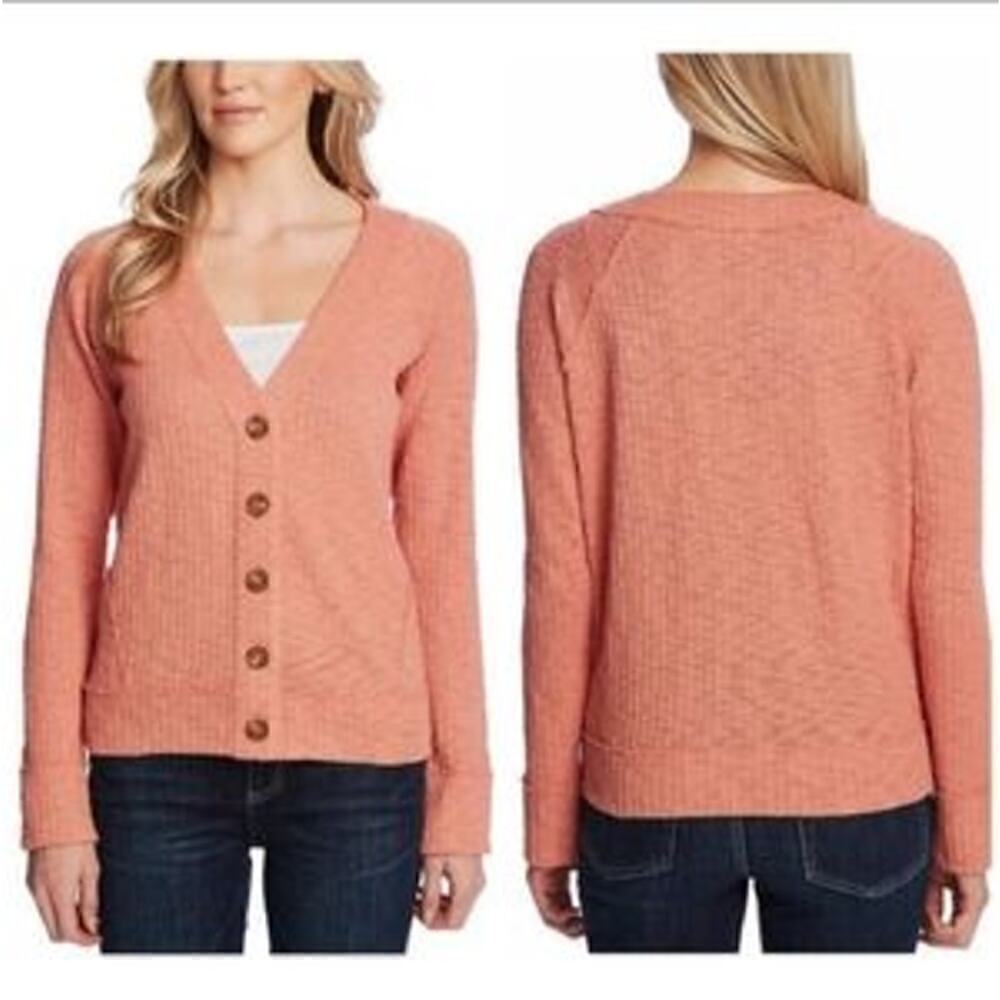 Two by Vince Camuto Textured Button Front Cardigan Sweater S